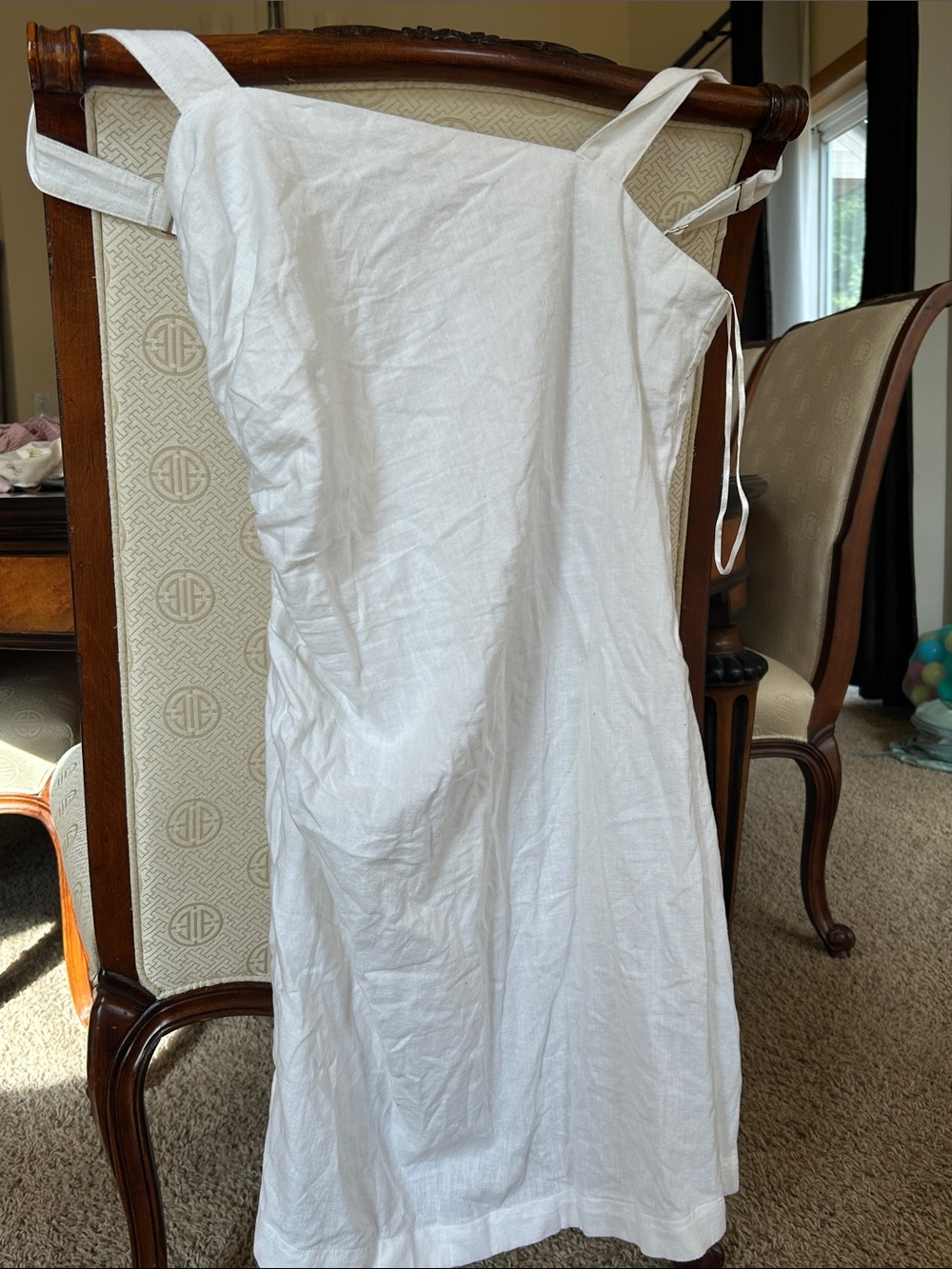 Abercrombie & Fitch White Linen-Blend Midi Dress
